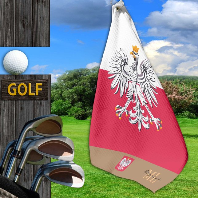 Drapeau polonais & Pologne, serviette de golf mono (Créateur téléchargé)