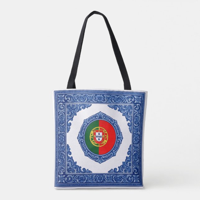 "Drapeau Portugais": Sac en tissu avec impression  (Dos)