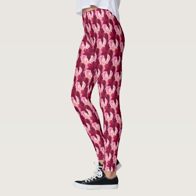 Drapeau rouge iris art leggings motifs (Gauche)