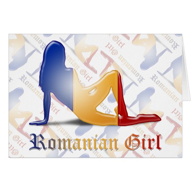 Drapeau roumain de silhouette de fille (Devant horizontal)