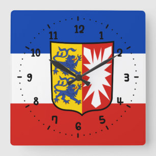 Drapeau Schleswig-Holstein Carré Horloge murale