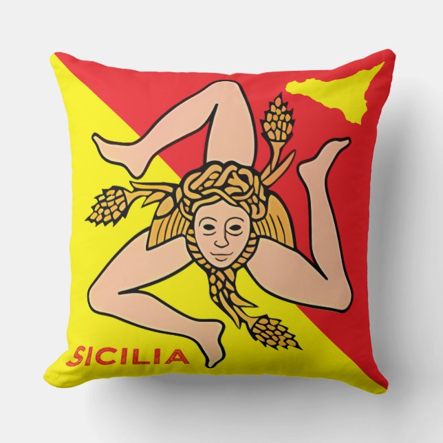 Drapeau sicilien de Sicile Trinité Coussin (Recto)