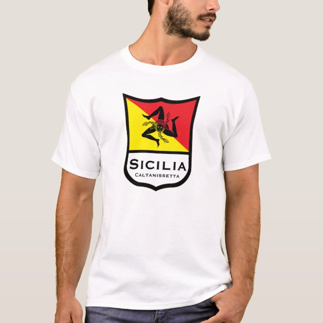 Drapeau sicilien Trinacria Personnaliser T-Shirt (Devant)