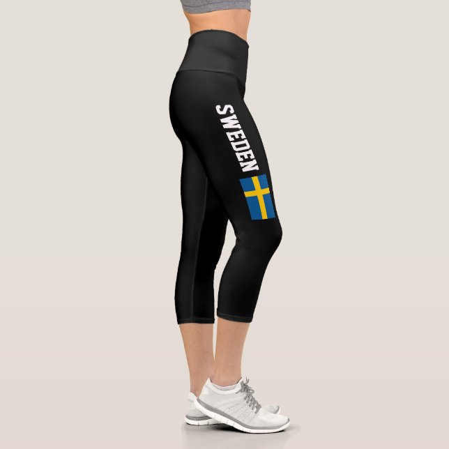 Drapeau suédois haute taille Capri leggings (Droite)