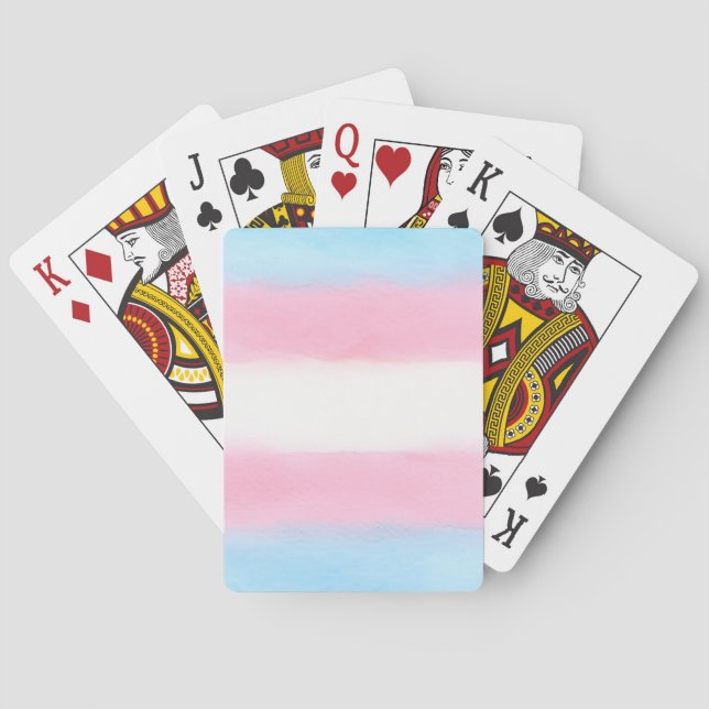 drapeau trans pâle sur des cartes à jouer (dos)