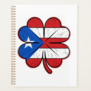 Drapeau Trèfle de Porto Rico Gravure Vintage Vecte