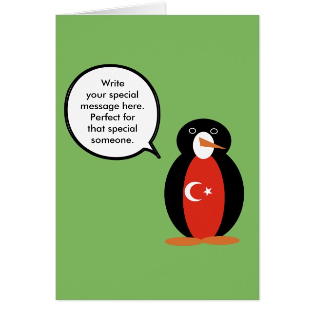 Drapeau Turc Carte Mme Pingouin Qui Parle (Devant)