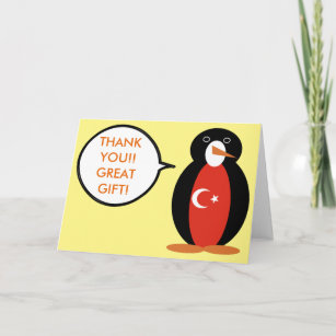 Drapeau turc parlant Mme Penguin Carte de remercie
