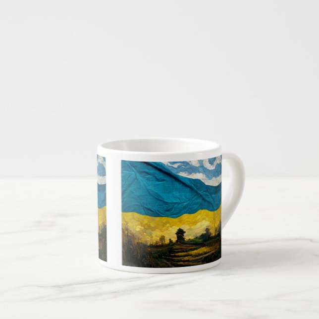 Drapeau ukrainien de Vincent van Gogh Espresso Mug (Devant droit)