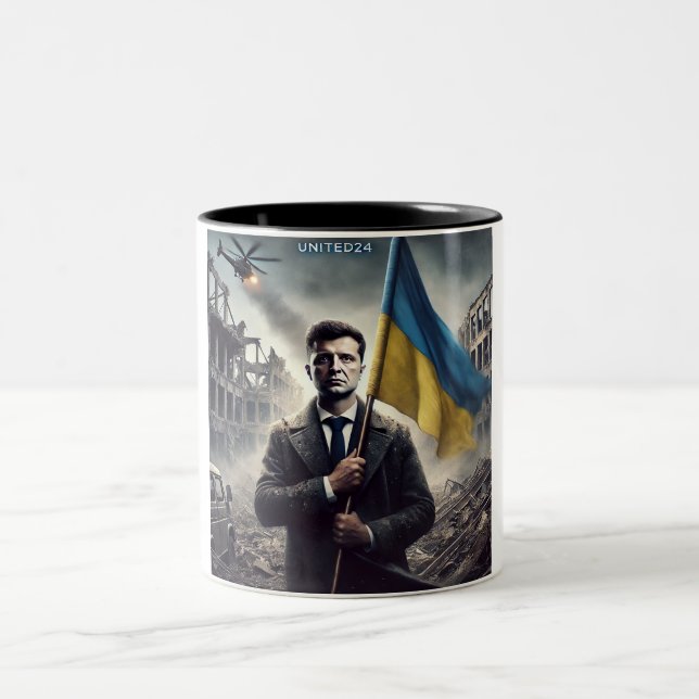 Drapeau ukrainien Zelenskyy Mug à deux tons (Centre)