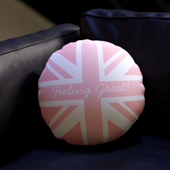 Drapeau Union Jack rose Grande-Bretagne Coussin ro (Long live your comfy sofa! Just add your text)