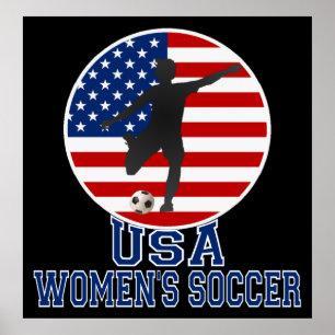 Drapeau US USA Poster de football féminin (grand)