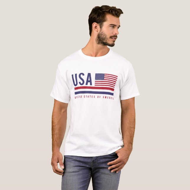 Drapeau USA et code ISO Alpha-3 Design T-shirt (Devant entier)