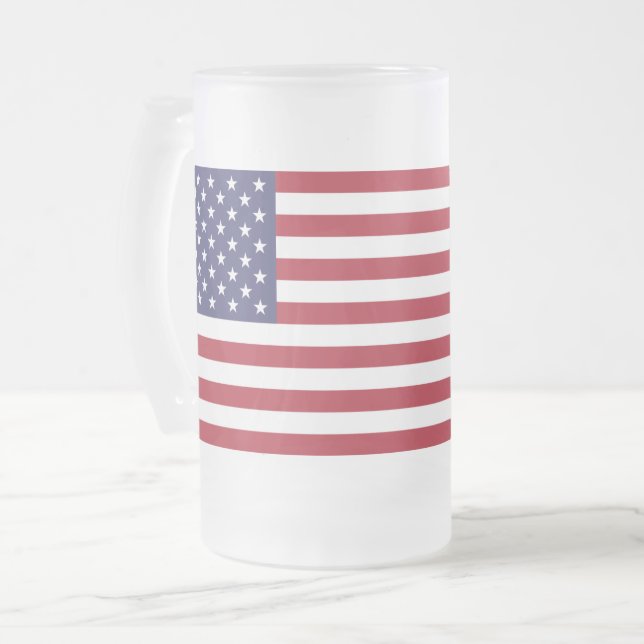 Drapeau Usa Frosted 16 oz de verre givré Mug (Devant gauche)