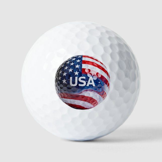 Drapeau USA patriotique de balle de golf Macro | D (Recto)