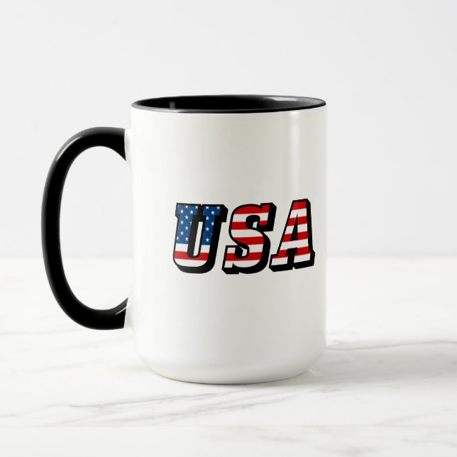 Drapeau USA Texte sonnerie café Mug (Gauche)