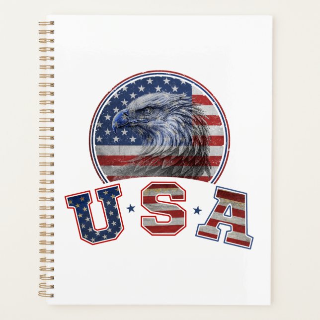 Drapeau USA Vintage Aigle Américain Drapeau Améric (Devant)
