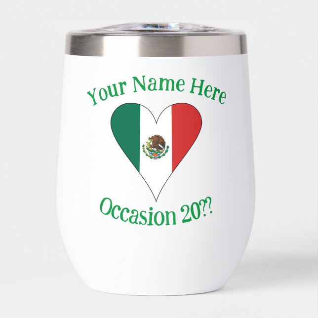 Drapeau vert personnalisé avec texte du cœur mexic (Créateur téléchargé)