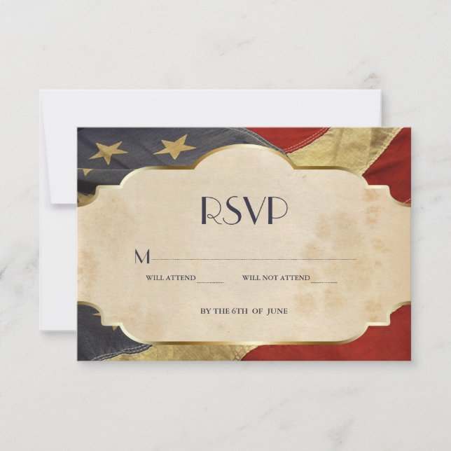 Drapeau Vintage du Mariage militaire RSVP (Devant)
