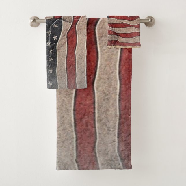 Drapeau vintage Patriotique USA sur mur de pierre (En situation)
