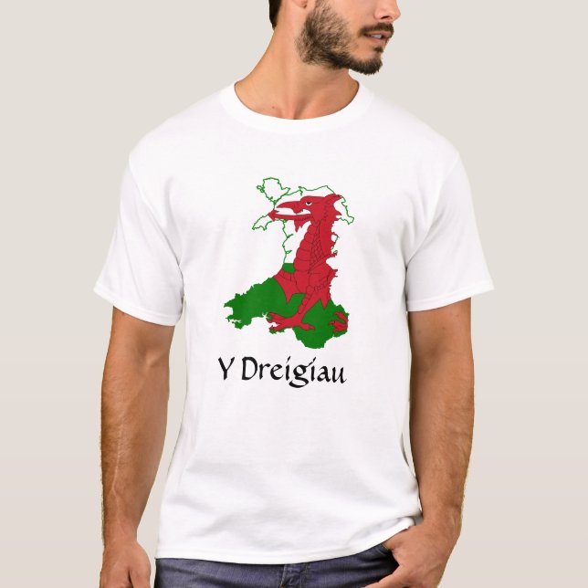 Drapeau Y Dreigiau Carte du T-shirt au Pays de Gal (Devant)