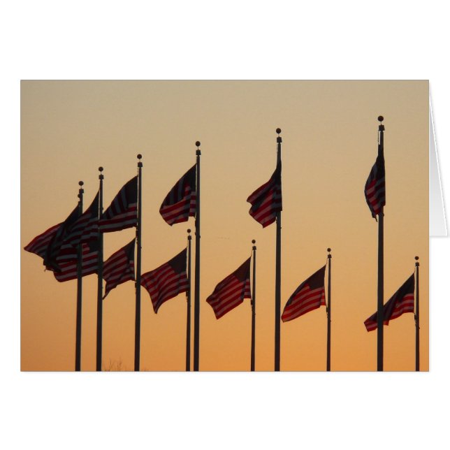 Drapeaux au coucher du soleil Patriotique américai (Devant horizontal)