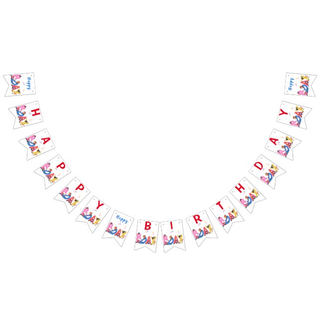 Drapeaux de Bunting Anniversaire Joyeux Bears Part (Tout)