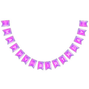 Drapeaux de Bunting Anniversaire Pink Purple Parti