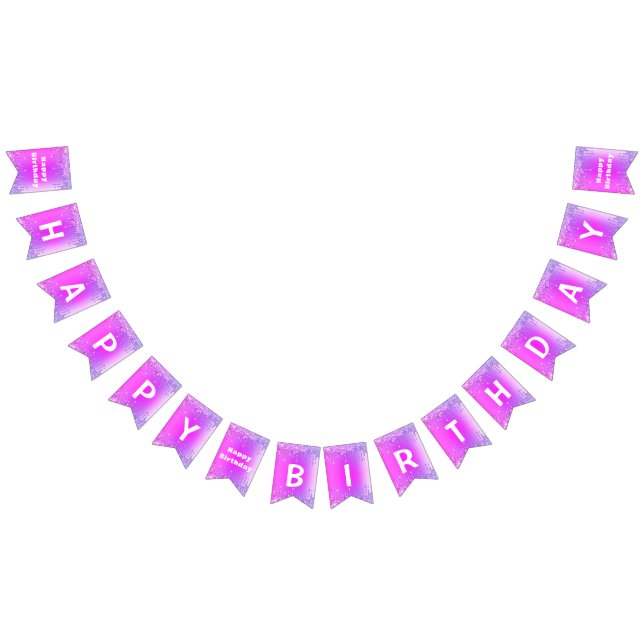 Drapeaux de Bunting Anniversaire Pink Purple Parti (Tout)