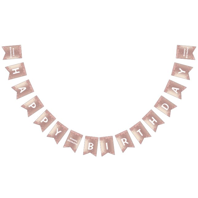 Drapeaux de Bunting Anniversaire Rose Blush Partie (Tout)