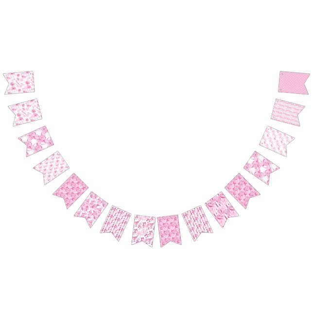 DRAPEAUX DE BUNTING MARIAGE ROSE ET BLANC (Tout)