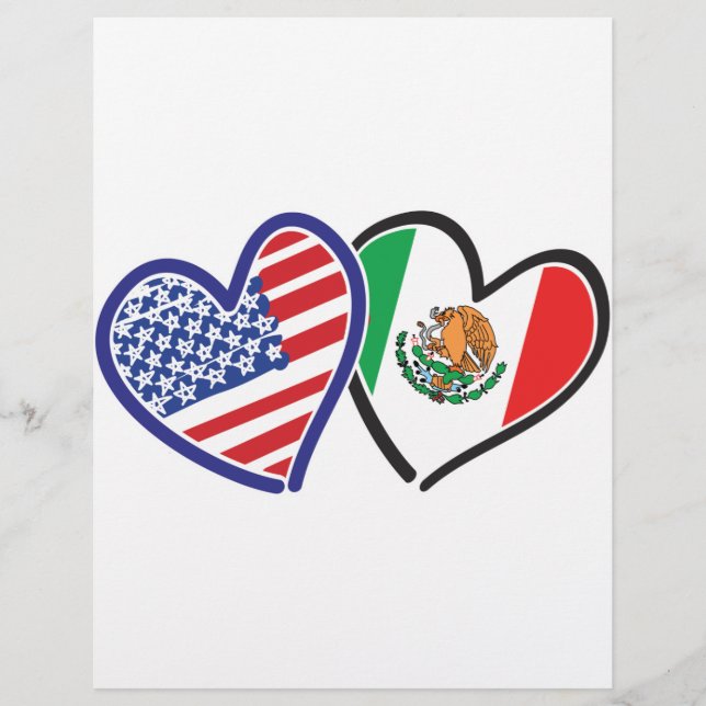 Drapeaux de cœur USA Mexique (Devant)