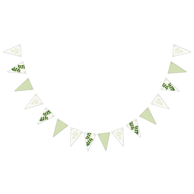 Drapeaux de fanions de date chic vert de mariage (Tout)