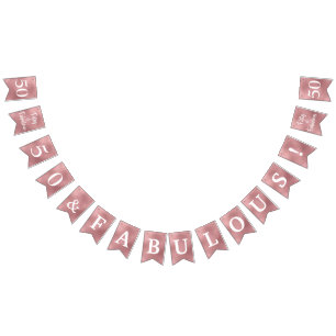 Drapeaux de fete rose gold 50 et fabuleux