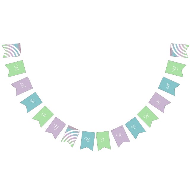 Drapeaux de guirlande d'anniversaire arc-en-ciel p (Tout)