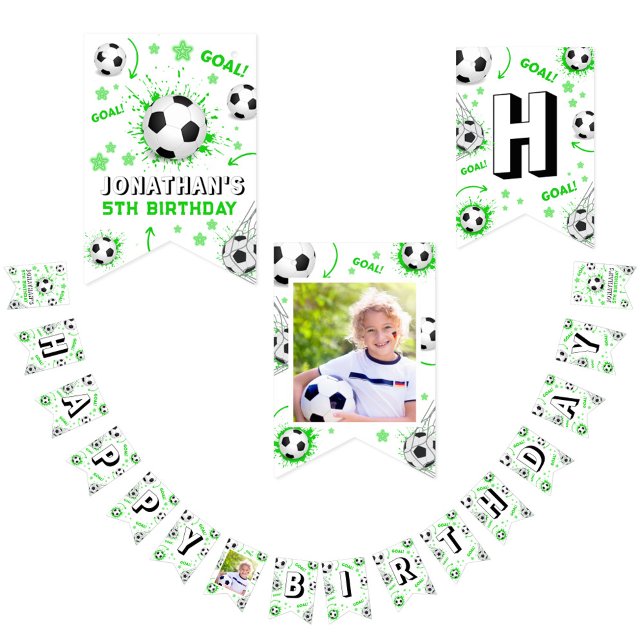 Drapeaux de guirlande d'anniversaire de football d (Créateur téléchargé)