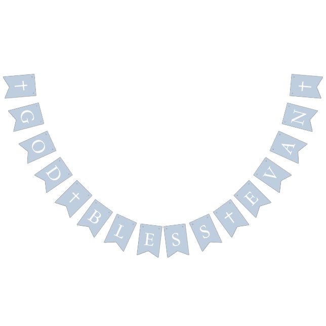 Drapeaux de guirlande de baptême garçon bleu pouss (Tout)