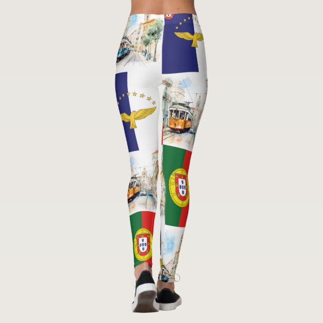 Drapeaux de Leggings avec Portugal et Açores (Dos)