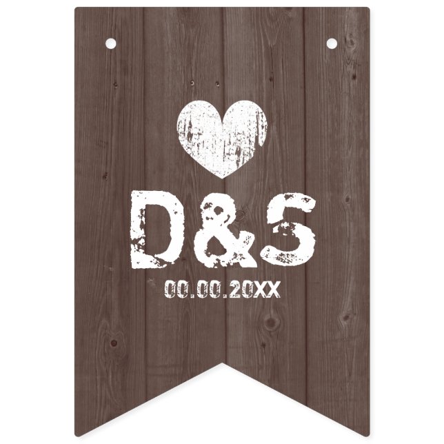 Drapeaux de mariage campagnard à grains de bois vi (Premier drapeau)