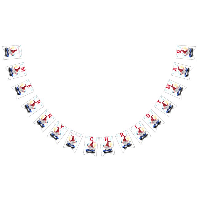 Drapeaux de Noël Patinage Gnome avec cadeaux (Tout)