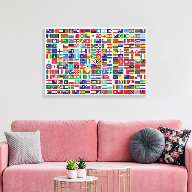 Drapeaux des pays du monde toile étirée Impression (Insitu(Salon))