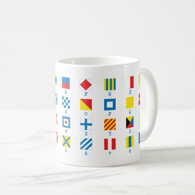 Drapeaux marins Signaux maritimes Alphabet Mug (Devant droit)