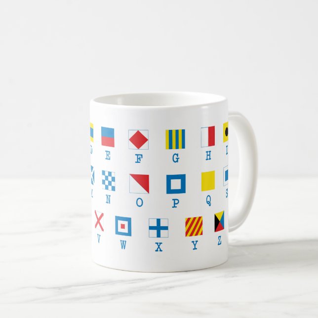 Drapeaux marins Signaux maritimes Alphabet Mug (Devant droit)