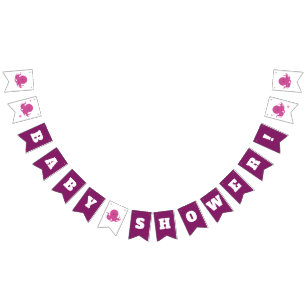 Drapeaux pourpres roses d'étamine de baby shower
