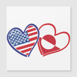Drapeaux USA et Groenland Cœurs