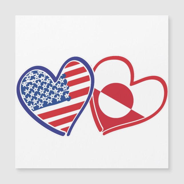 Drapeaux USA et Groenland Cœurs (Devant)