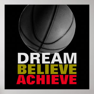 Dream Believe Achieve Basketball Citation Poster
