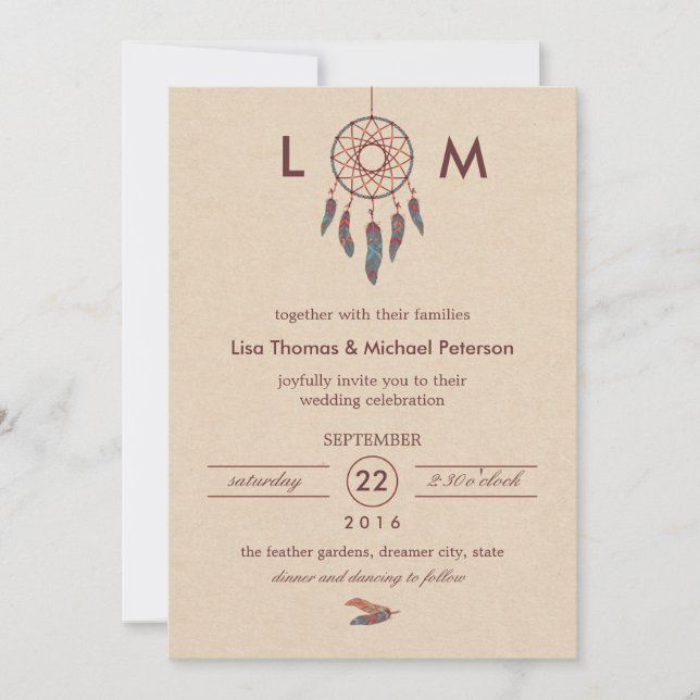 Dream Catcher Faire-part de mariage (Devant)