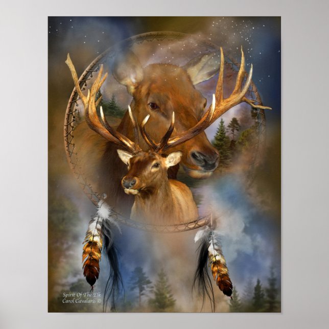 Dream Catcher Series - Spirit Of Elk Poster (Devant)