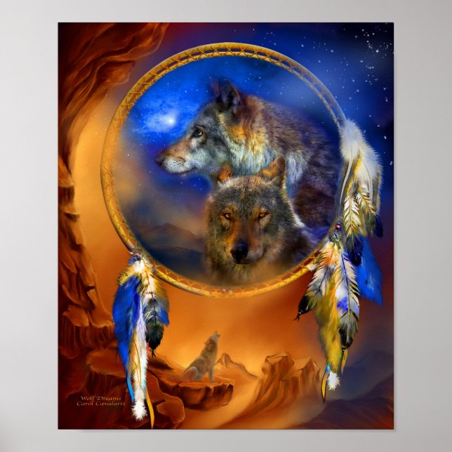 Dream Catcher - Wolf Dreams Poster d'art/Imprimer (Devant)